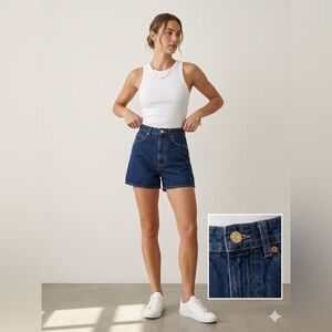 ZARA High-Rise Dark Wash Denim Shorts - Size US 4 Vintage Style 90s Y2K Summer